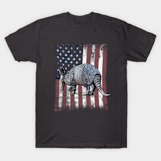 Armadillo US Flag USA America T-Shirt